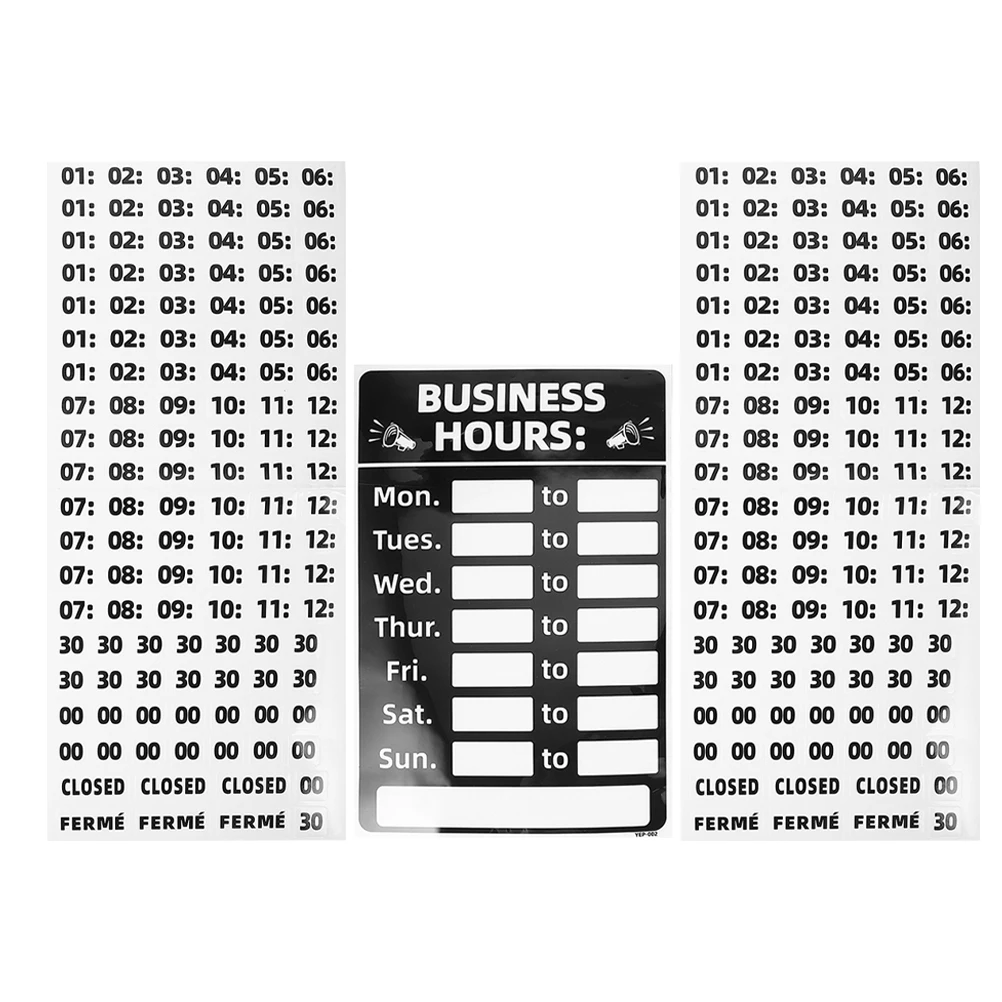 

1 set PVC Business Sign for Store Office Glass Door Open Signs Hours Operation Store Operation Hours Sign Notes Storage