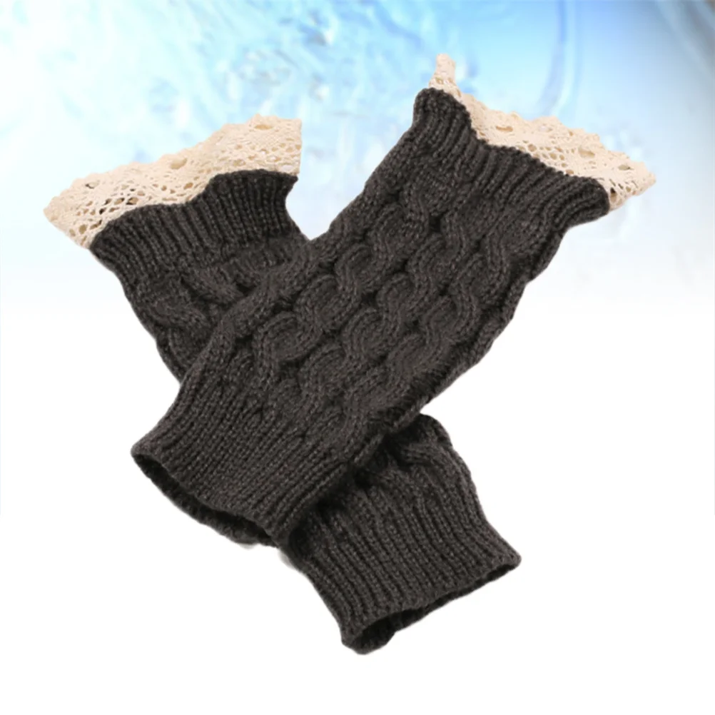 قفازات شتوية محبوكة بأكمام أذرع تبريد بدون أصابع دافئة طويلة لتدفئة الذراع للنساء ناعمة قابلة للتنفس لحماية الطقس البارد داكن #2