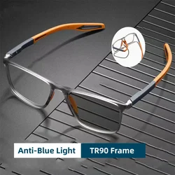 Luxury TR90 Sports Glasses Anti-blue Light Photochromic Myopia Glasses for Men Flexible Spring Hinge with Diopter 0 To -4.0