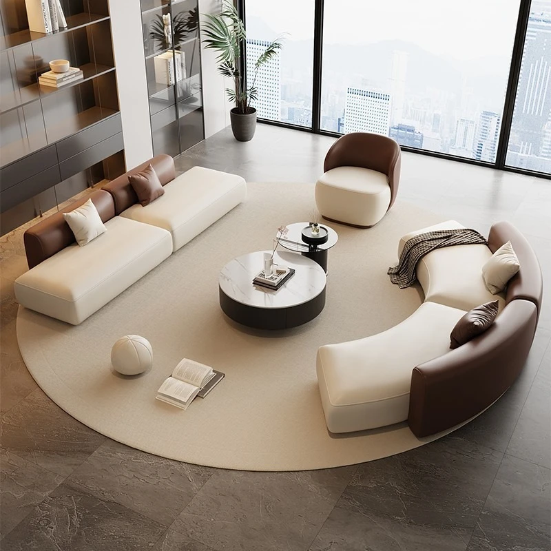 

Curved straight-row sofa, color matching clothing store office