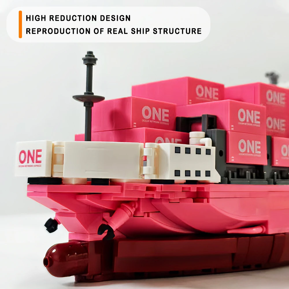 핑크 화물선 컨테이너 선박 모델 블록 톤 오일 탱커 모듈 브릭 퍼즐 조립 장난감 선물 소녀와 어린이용