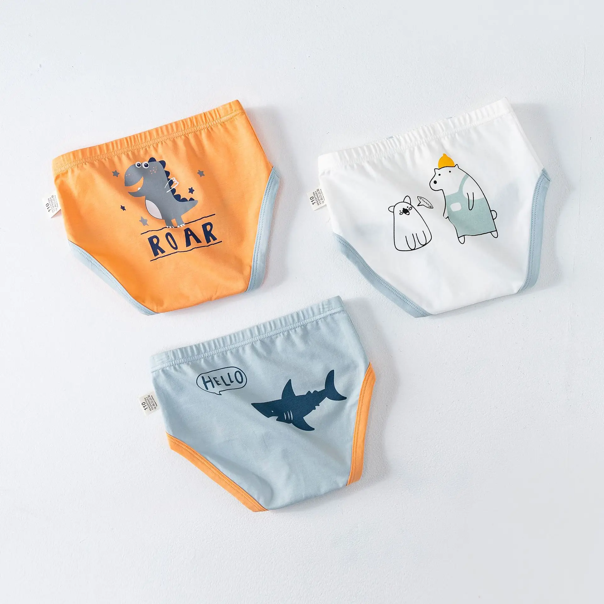Boys' Briefs Underwear 100% Cotton Dinosaur Print for Kids, Sweat-Absorbent & Breathable, Thin Style for All Seasons, No Pinchin