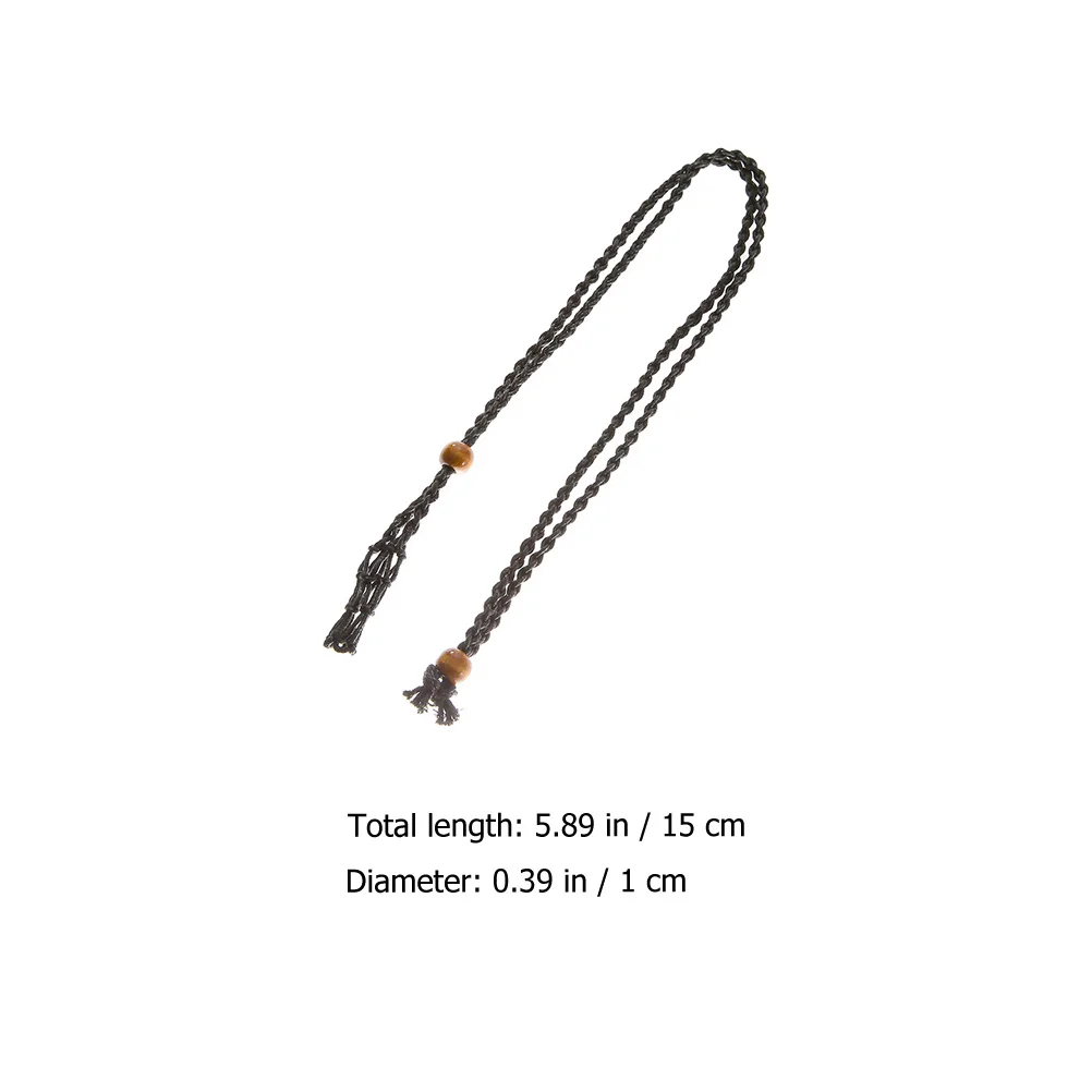 

Braided Rope Necklace Adjustable Black Wood Pendant Stone Agate Women Handmade Jewelry Craft DIY Unique Decorative Accessories