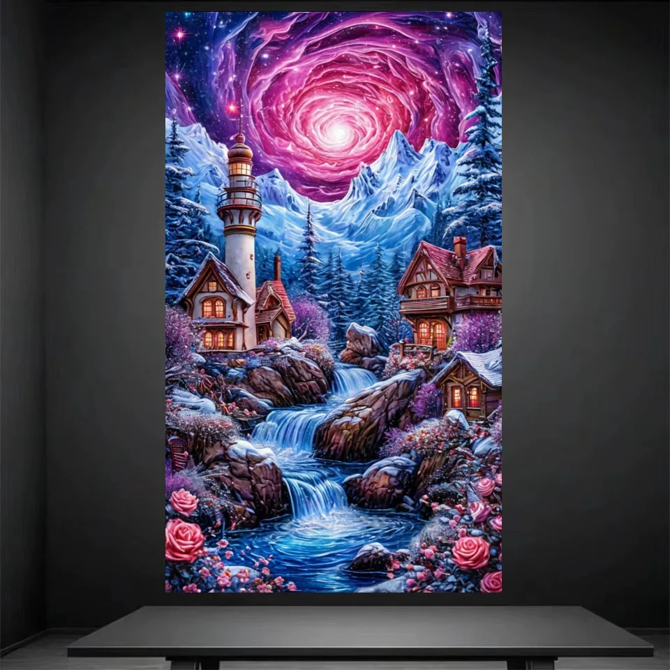 

Diamond painting nouveaut é s 2025 Vibrant colors lighthouse Snow Mountain Rose Stream Landscape diamond art diamonds painting