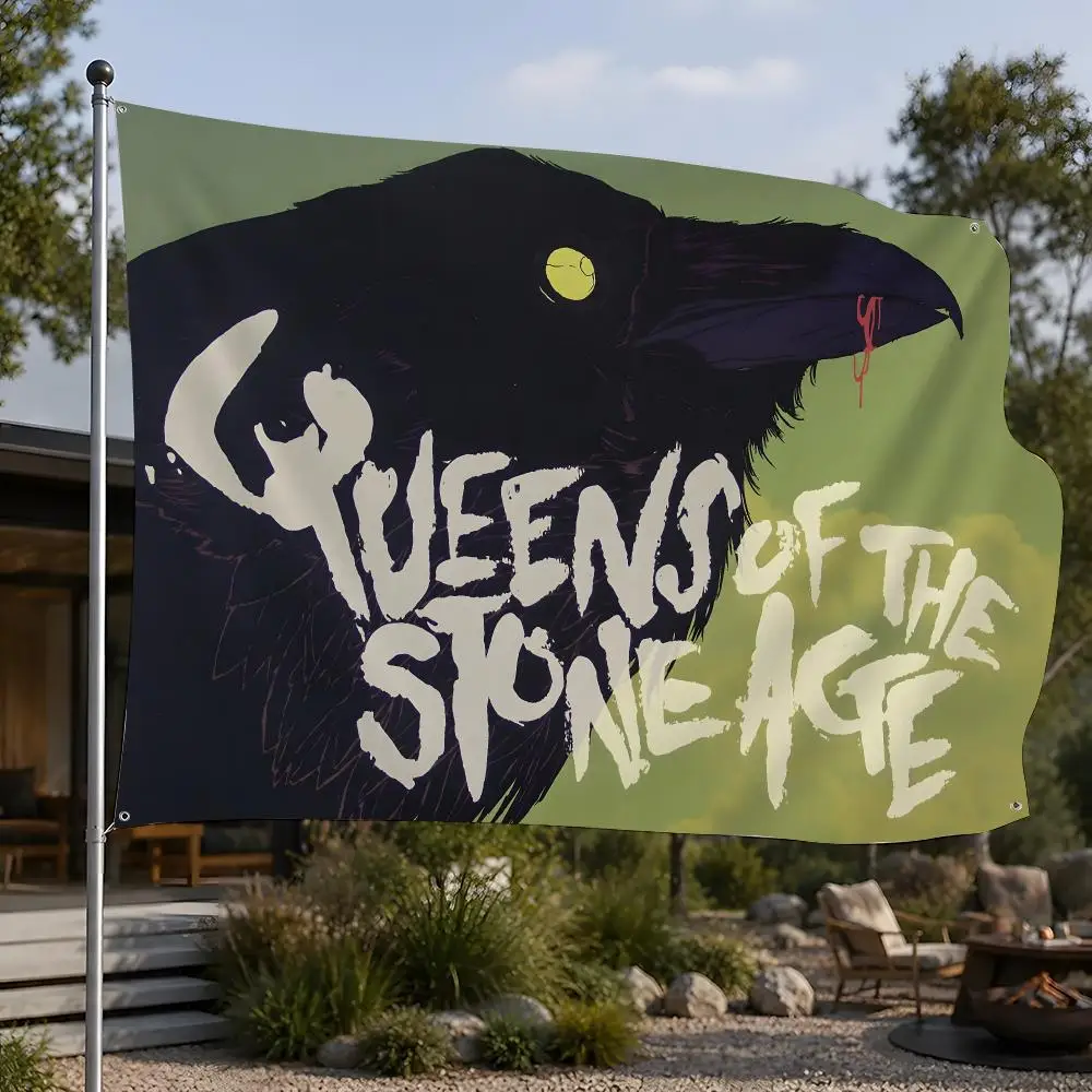 Rock Band Queens Of The Stone Age Flags Flags Minimalist Fabric   Outdoor Garden Banner Hanging Sign for Shop Home Decor