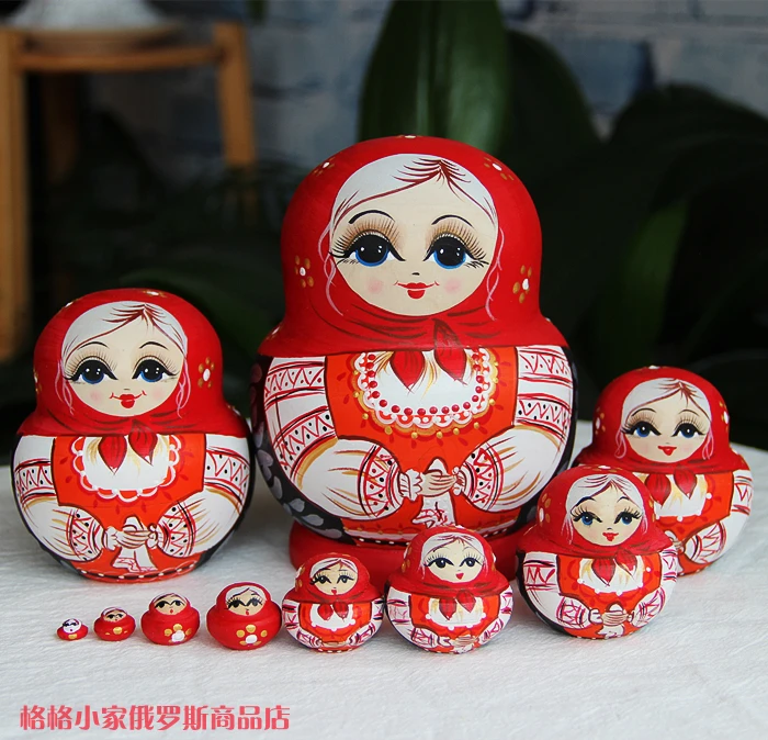 Russian 10 Layer Dry Wood Handicrafts Matryoshka Nest Doll Educational DIY Toys Pen Holder