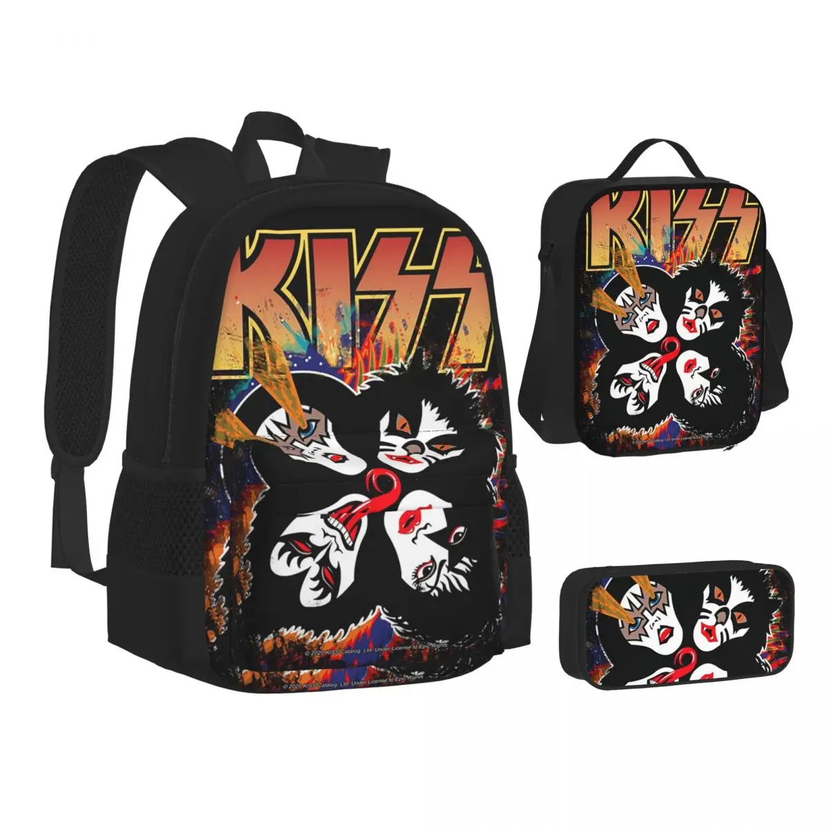 

Рюкзаки Kiss Rock Band Retor для мальчиков и девочек, школьные сумки для студентов, детский рюкзак, сумка для обеда, сумка для ручек, набор из трех предметов