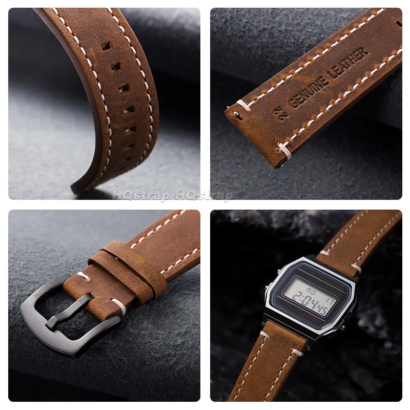 Genuine Leather Strap 18mm 19mm 20mm 21mm 22mm 24mm Retro Calfskin Watchband for Huawei Watch for Omega Quick Release Bracelet