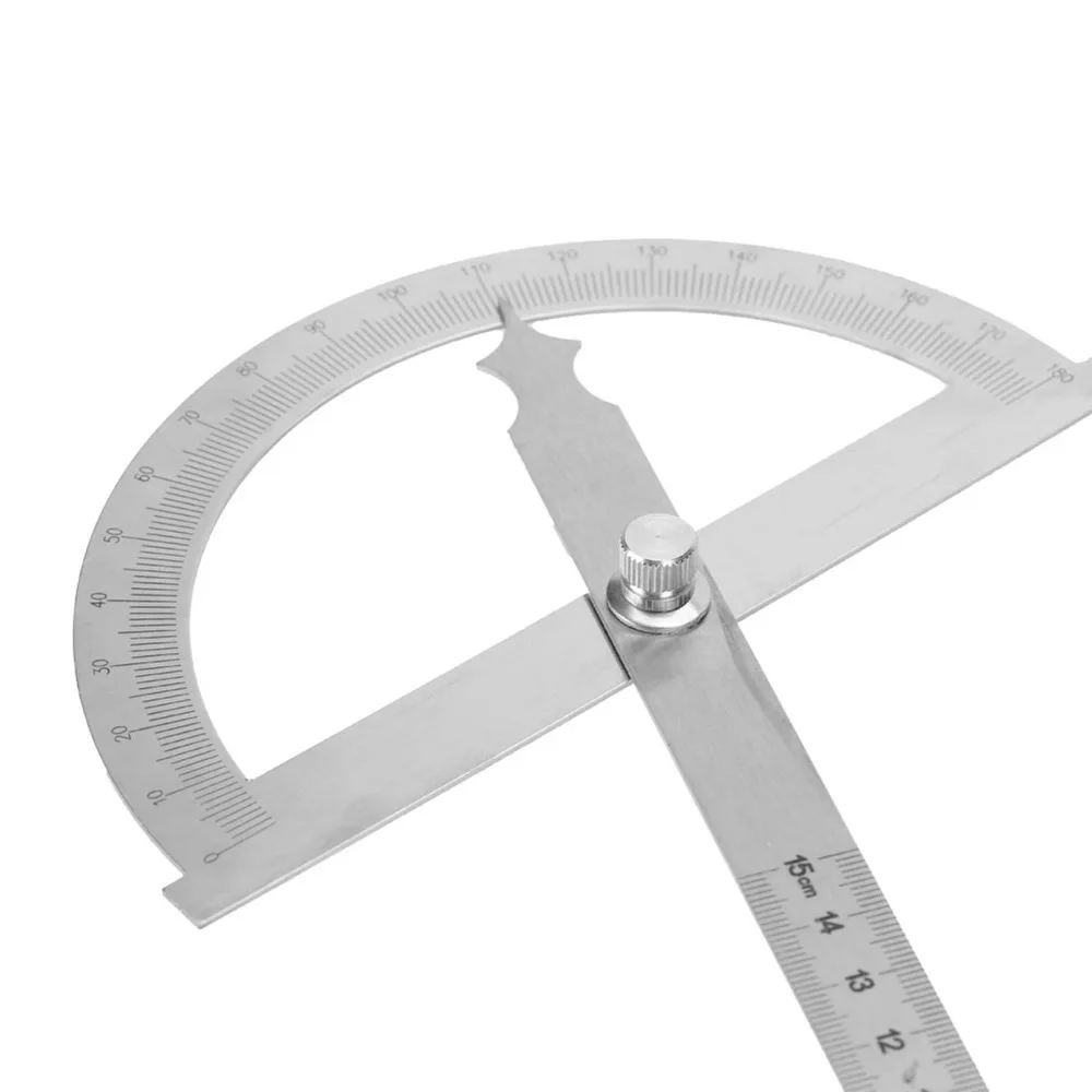 Stainless Steel Stainless Steel Protractor 0-180 Degree Rotary Arm Goniometer Angle Finder 15cm Silver Rotary Arm Protractor
