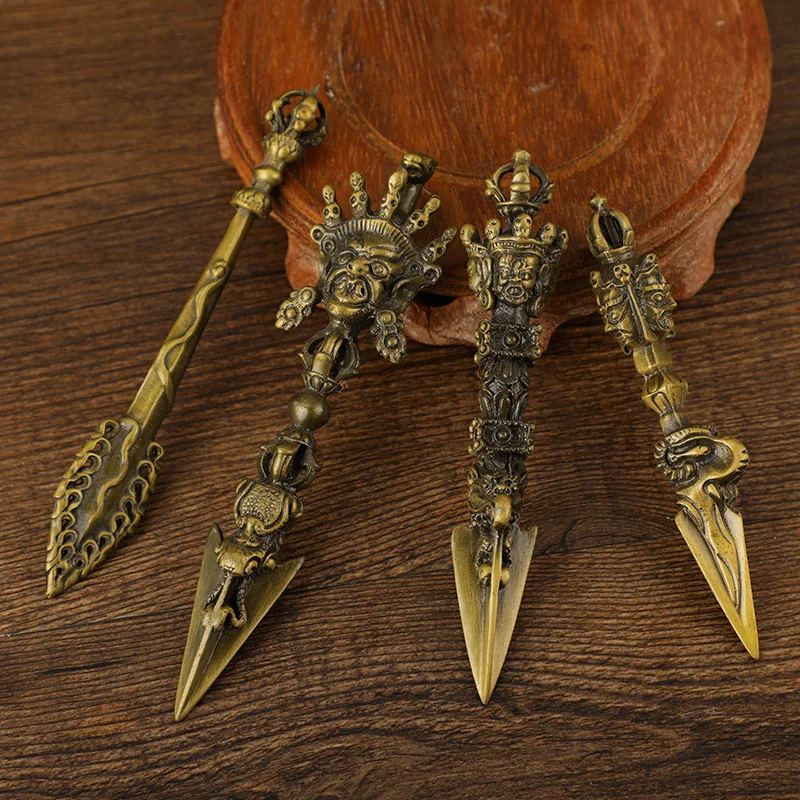 Nepal Dirt Vajra Stump Three Sided Puma Stump Vajra Stake Retro Personalized Creative Manjusri Sword Pendant