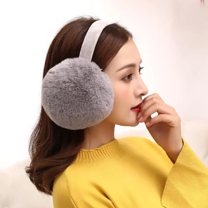 Winter Cute Warm Earmuffs For Women Men Solid Color Soft Comfortable Earmuffs Outdoor Skiing Children's Fur Headphones Antibruit