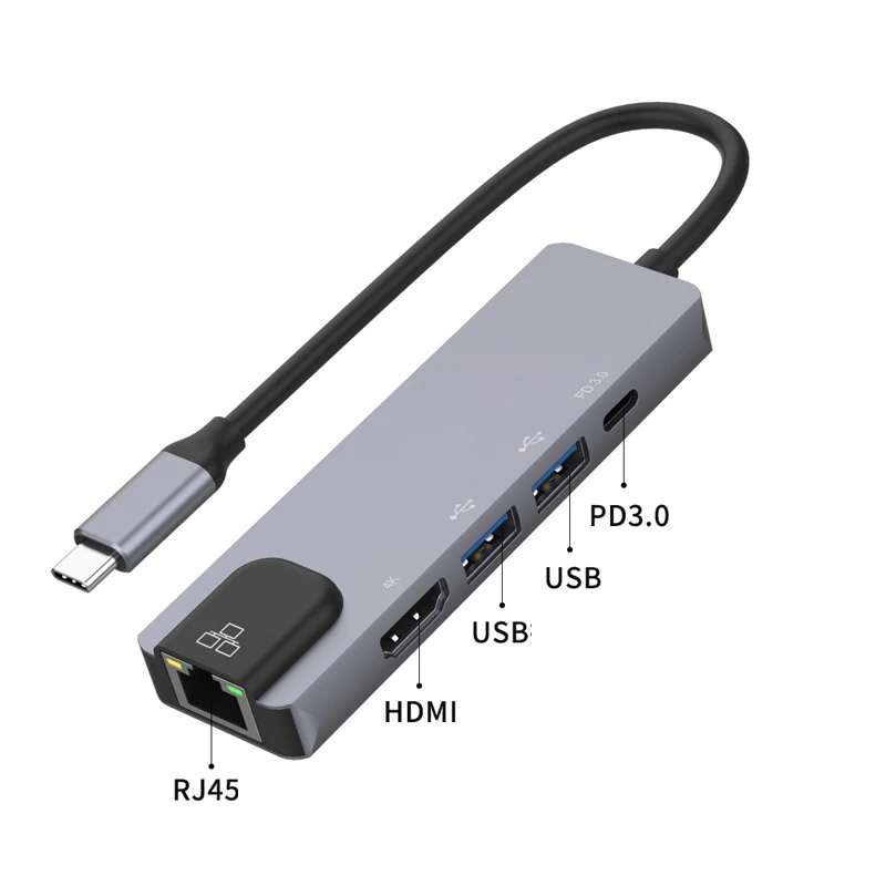 محول من النوع c RJ-45 LAN محول قفص الاتهام USB C إلى HDMI متوافق محول الفاصل محول 4K @ 60 هرتز usb محور مشاركة الشاشة
