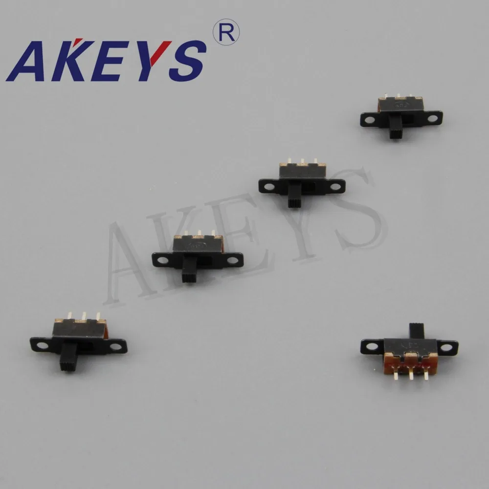 10pcs SS-12F30 1P2T Single pole double throw slide switch verticle type 3 pin without fixed pin handle heights can be customized