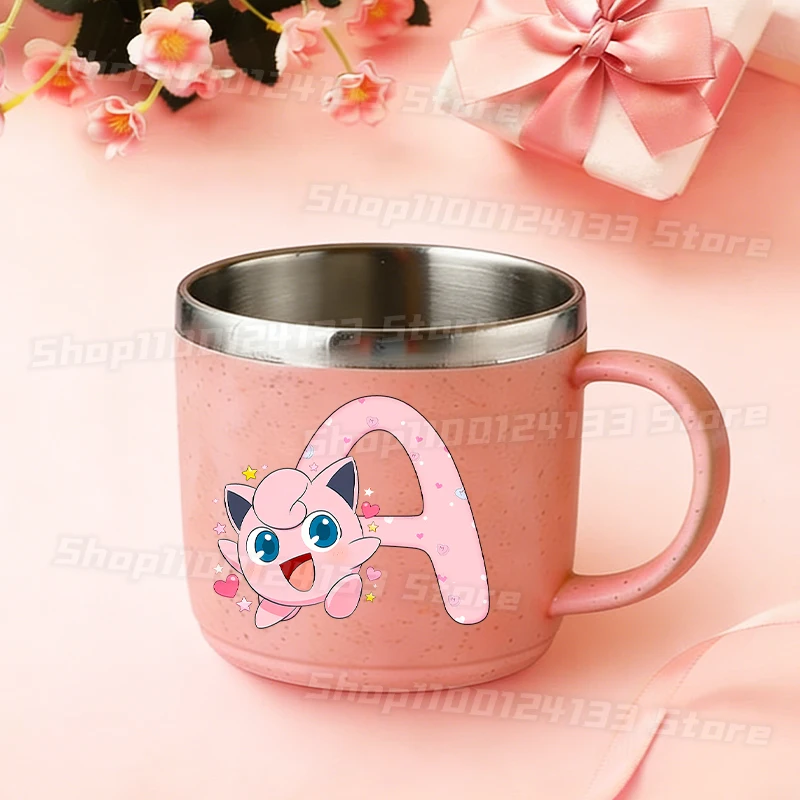 

Jigglypuffs Stainless Steel Water Bottles Girl's Pokemons Game Letters Cute Print Kids Anti-scalded Tumbler Woman Toothbrush Cup