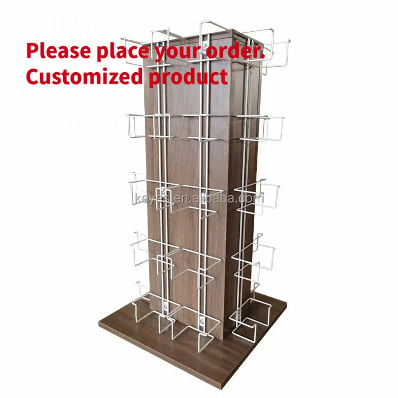 custom.Customized 5-Tier Countertop Metal Wood Rack Modern Style Card Display Stand Sign Holder Metal Pocket Card Displays