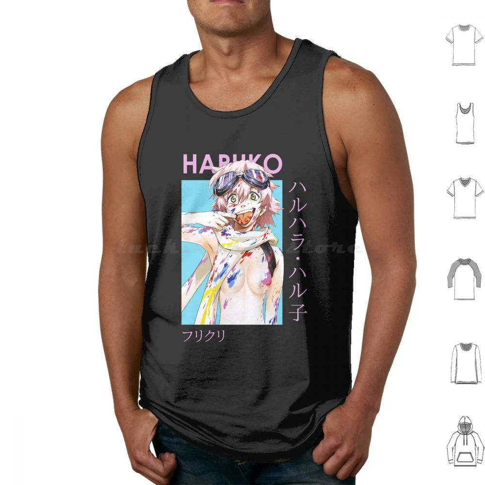 Haruko Haruhara Flcl Card Anime Tank Tops Vest Sleeveless Haruko Haruhara Haruha Raharu Flcl Fooly Cooly Furi Kuri