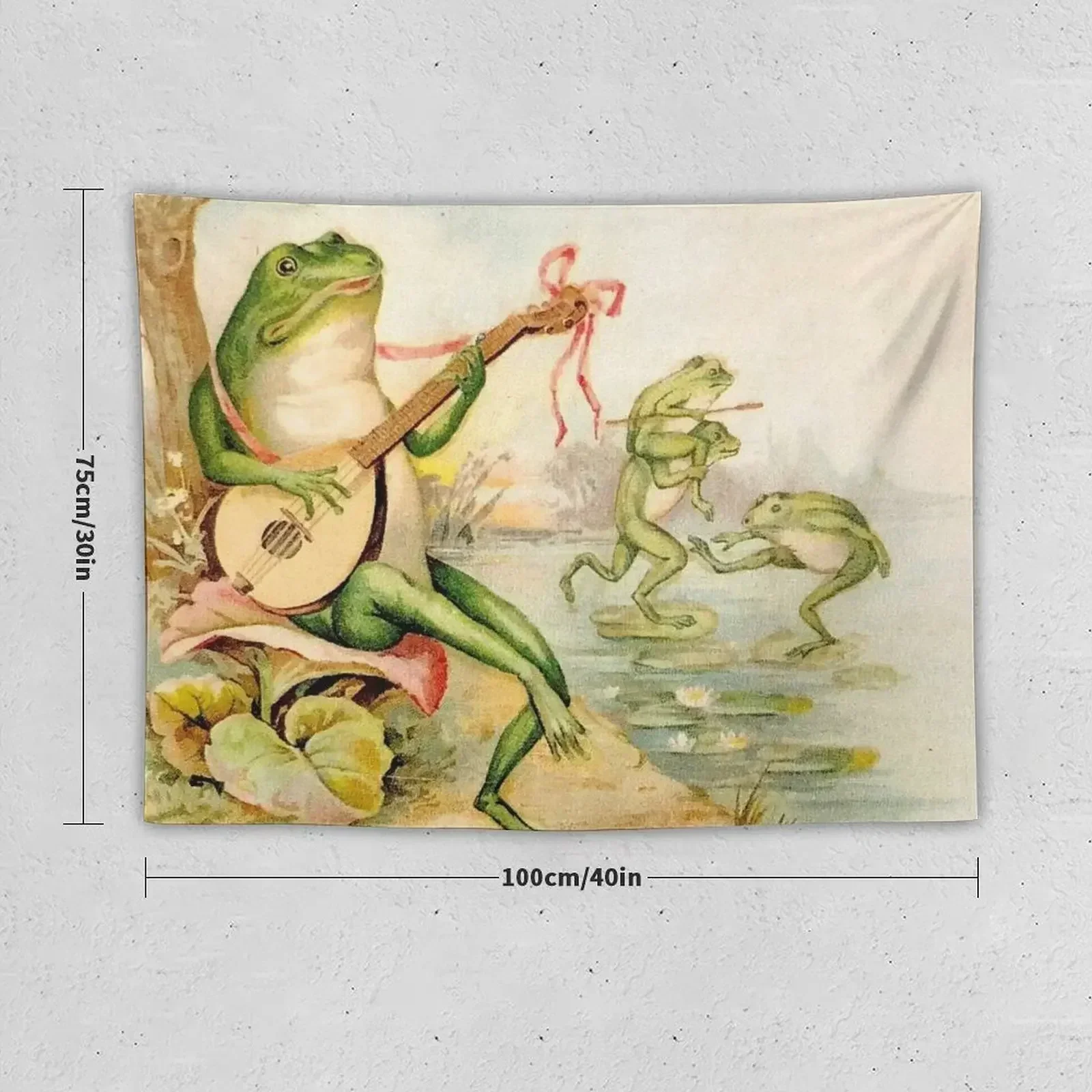 FROG STRUMMING : Vintage Abstract Entertainment Print Tapestry Luxury Living Room Decoration Outdoor Decor Tapestry