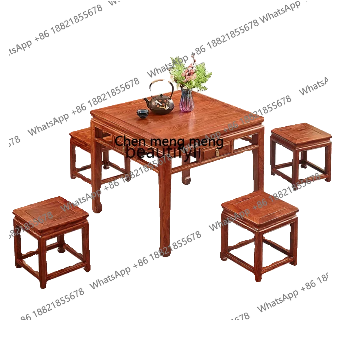 New arrive  Rosewood Square Table New Chinese Style Pterocarpus Erinaceus Poir. Solid Wood Household Rosewood Dining Table Tea T