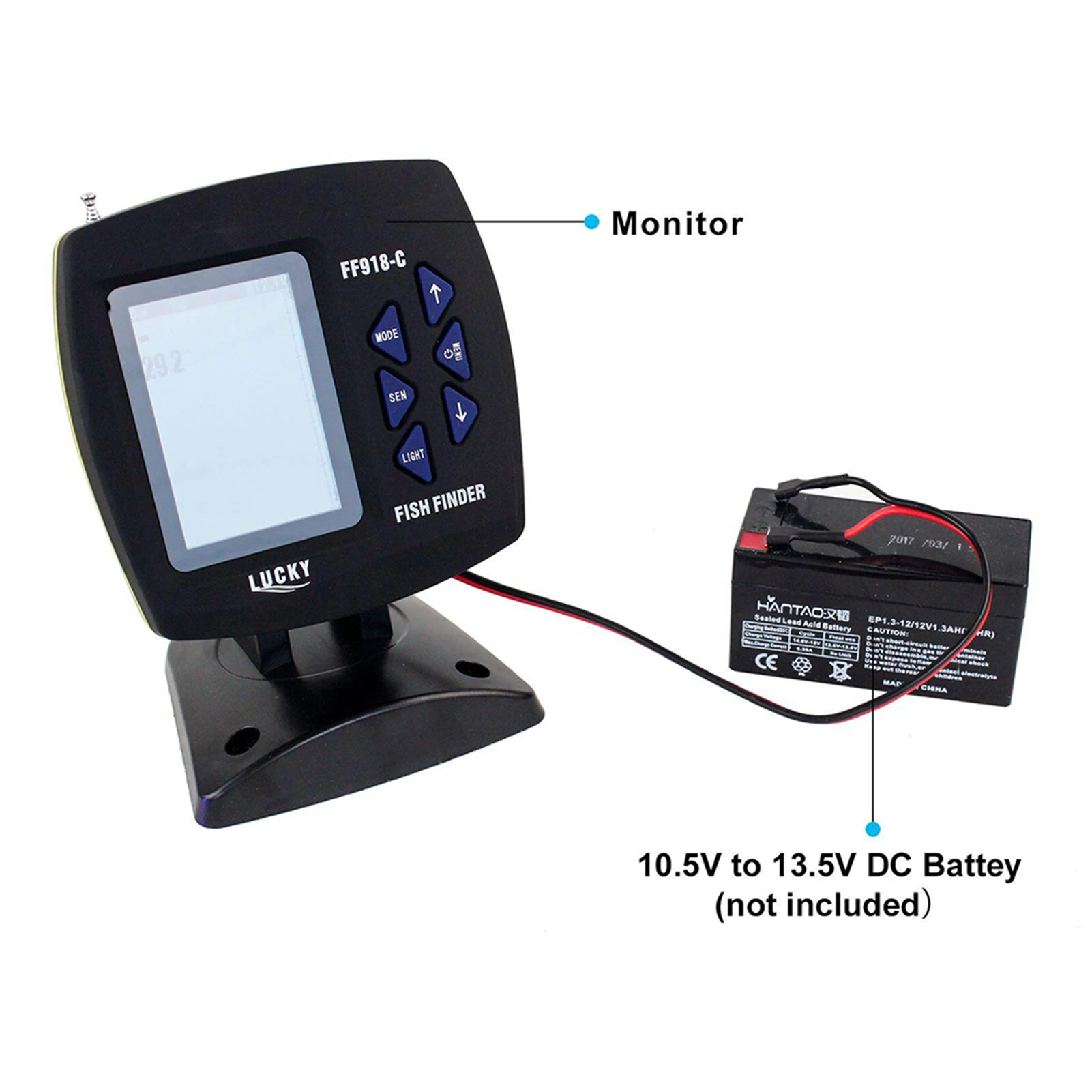 3.5 Inch Color Screen Wired Fish Finder Dual Frequency 328ft/100m Water Depth Adjustable Display Easy Using Boat Fish Finder
