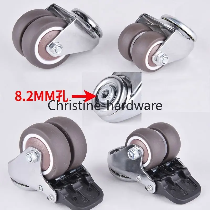 4Pcs/Set 2” Heavy Duty Swivel Stem Rubber Caster Wheels M12 x 25mm Locking Casters Replacement Casters for Furniture