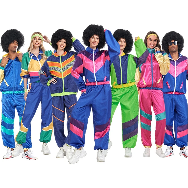 Carnaval Halloween Feestkostuum Koppels Vintage 70's 80's Hippies-kostuums Cosplay Hippies Discodansoutfits voor heren Dames