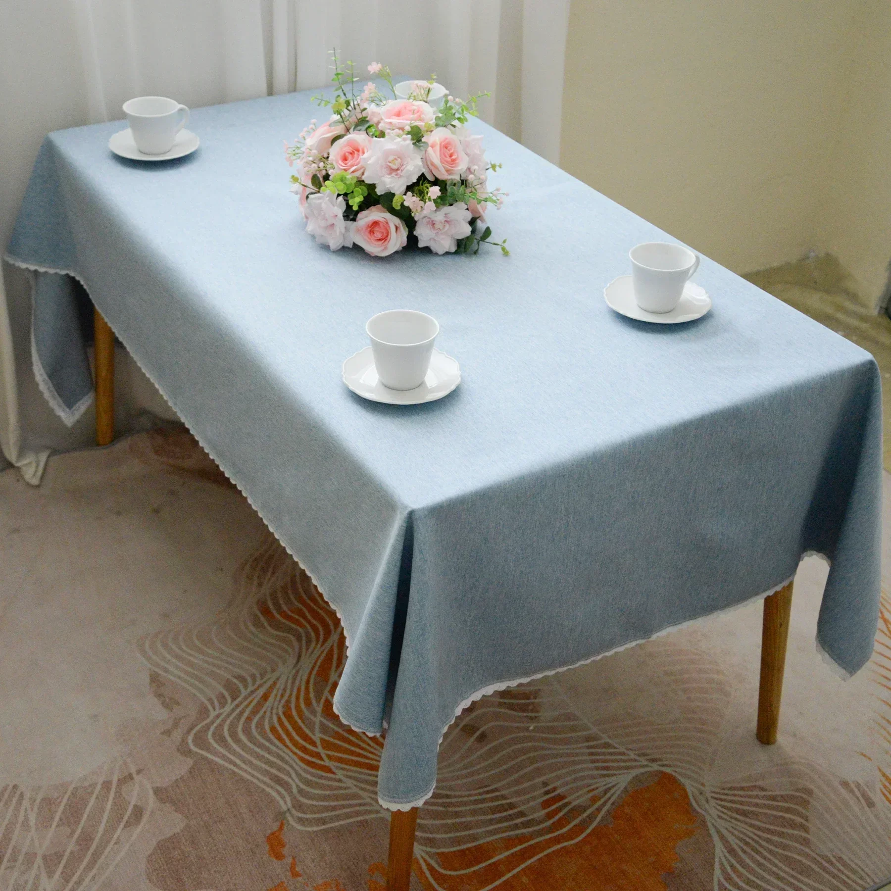 Waterproof Rectangle Table Cloth, Oilcloth Tablecloths for Outdoor Tables,Reusable Table Cover for Picnic,Dining Table,SVB1-D