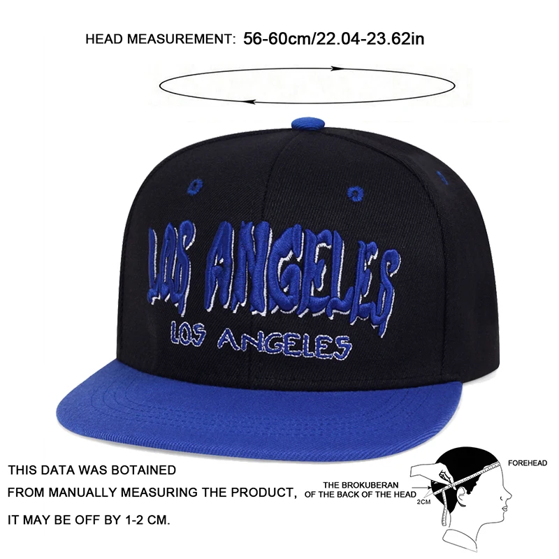 Unisex-Hip-Hop-Hüte mit Los-Angeles-Stickerei, für Frühling und Herbst, verstellbare, lässige Snapback-Baseballkappen, Sonnenschutzhut für den Außenbereich – Detail 8
