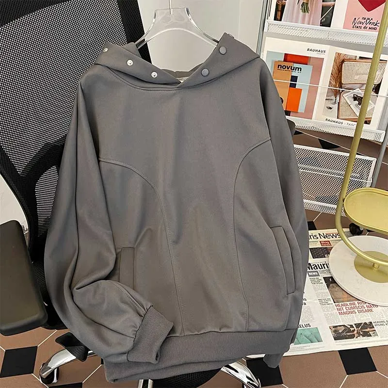 

2024 Solid Colour Casual Hip Hop Streetwear Hooded Sweatshirts Skateboard Men Autumn and Spring Pullover Hoodies Male W222