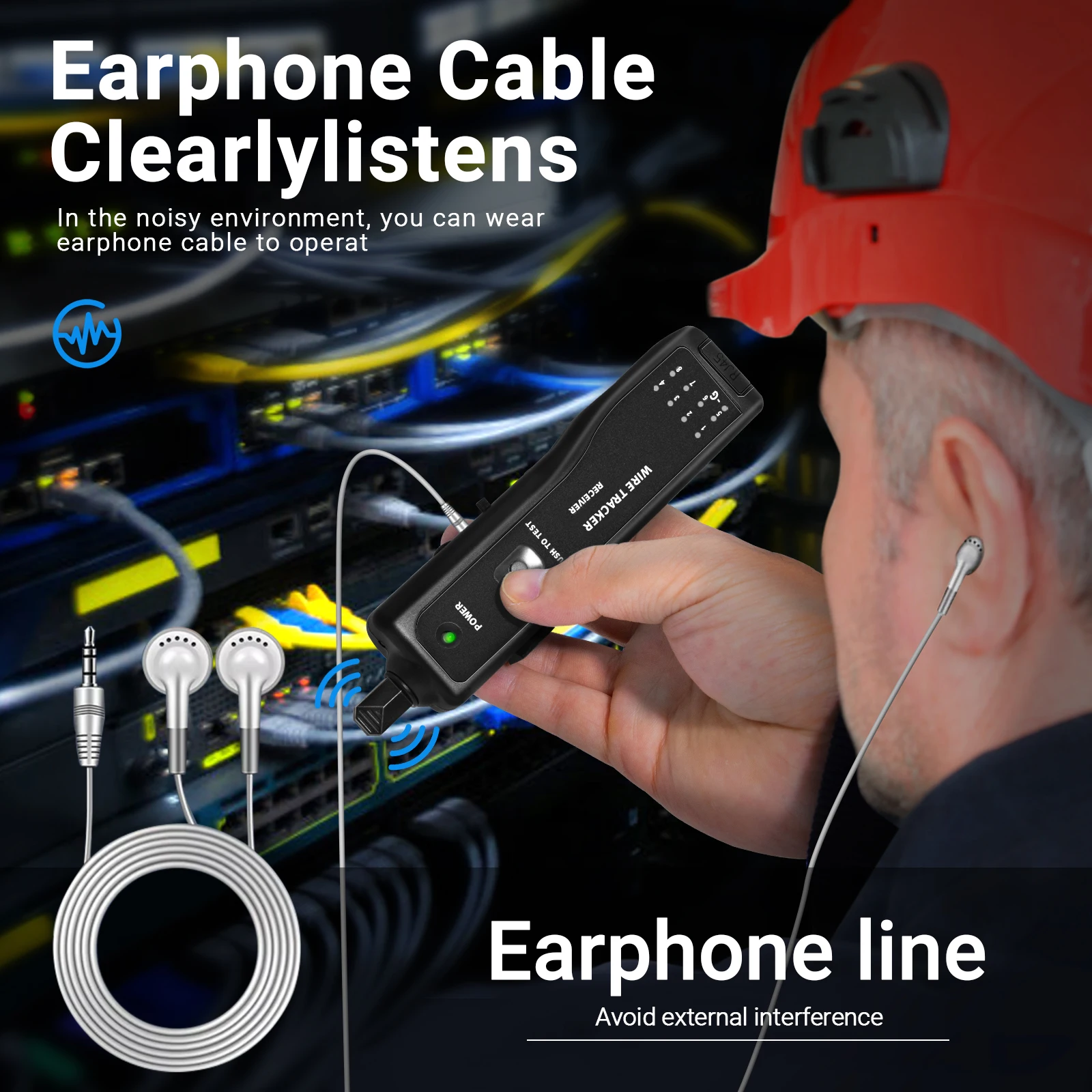 ZoeRax RJ45 RJ11 สมาร์ทเครื่องทดสอบสายเคเบิลเครือข่าย LAN เครื่องทดสอบสายเคเบิล Wire Toner Tracker CAT5 CAT6 พร้อมหูฟังเครื่องทดสอบสายโทรศัพท์