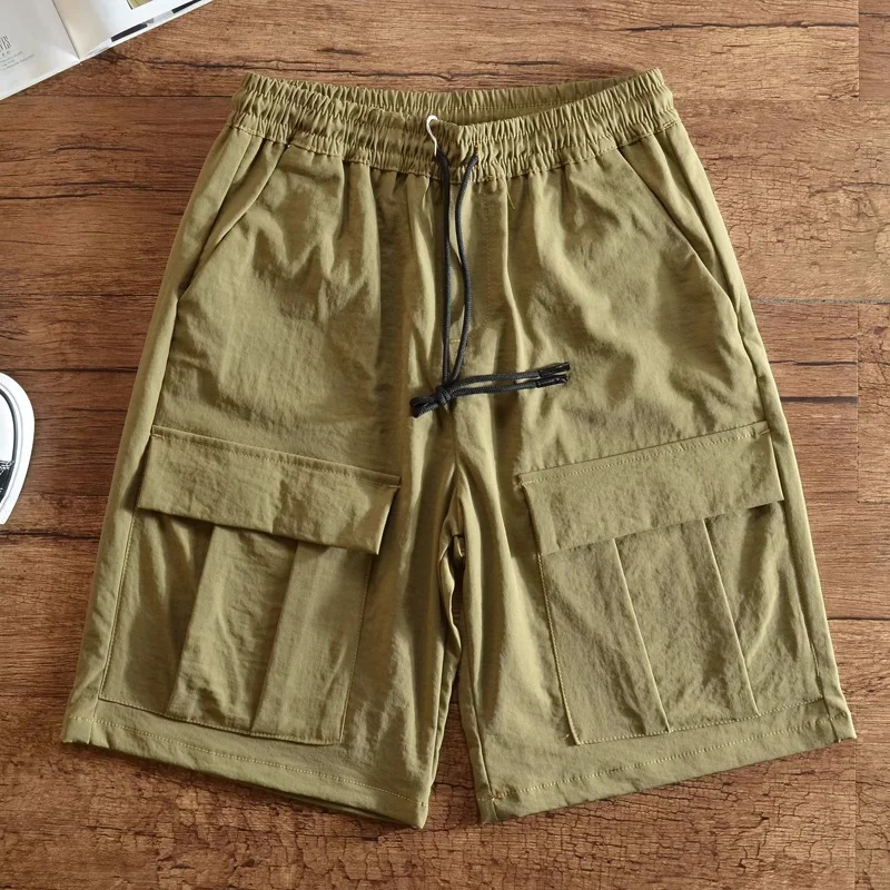 Men's Outdoor Casual Shorts Multi Pockets Windproof Summer Cargo Shorts Plus Size Loose Knee Length Hiking Shorts