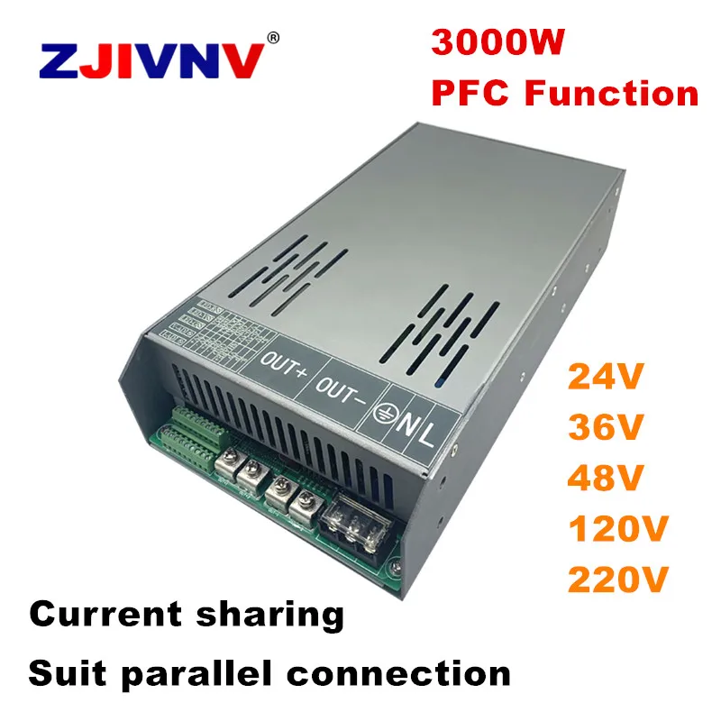 Mini size PFC Function 3000w Switching Power Supply AC- DC 48V 62.5A Input 100-260vac S485 Sign control can parallel connect