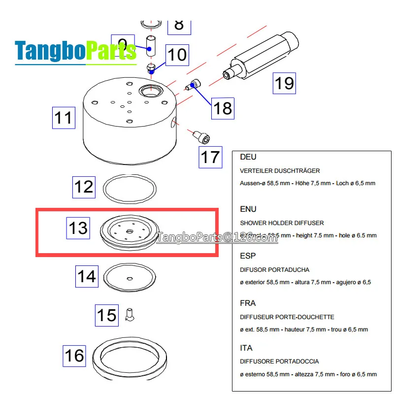 Coffee Machine Parts  Copper Plate Water Distribution Plate Punch Head Seal Ring For Pandorra/BFC/SANREMO ASTORIA CMA