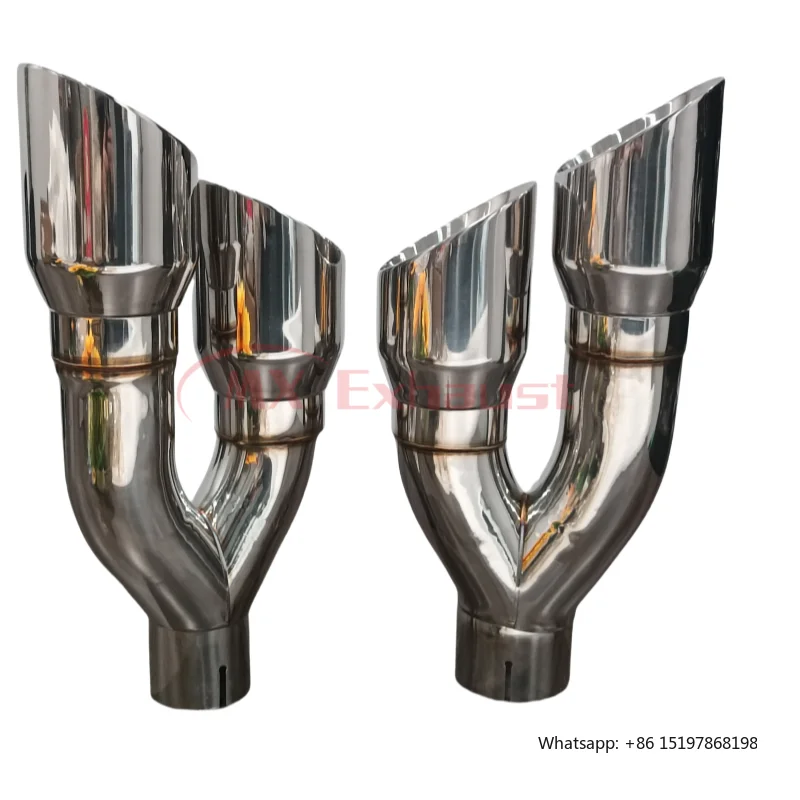 

Послепродажные горячие продажи высшего класса с двойным выходом из нержавеющей стали 304, наконечники для выхлопной системы с зеркальной полировкой для выхлопной системы