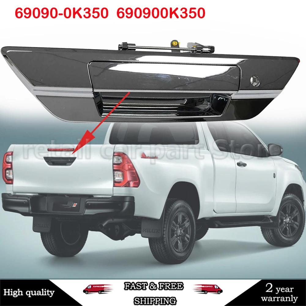 

New Car Tailgate Liftgate Trunk Handle 69090-0K350 690900K350 For Toyota Hilux Revo 2015-2022 Chrome