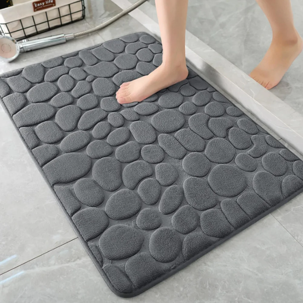 Alfombra de Baño Antideslizante 3D, Alfombrillas Absorbentes para Baño, Alfombra de Entrada con Relieve de Adoquín, Alfombrillas para Piso Lavables a Máquina de Secado Rápido