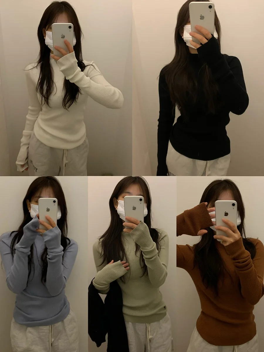 

HGE Sp Well Вязаный свитер с высоким воротником Rabbit Velvet Puffy Sve Core Spin Пряжа Свитер Осень Зима Faion Ladie...