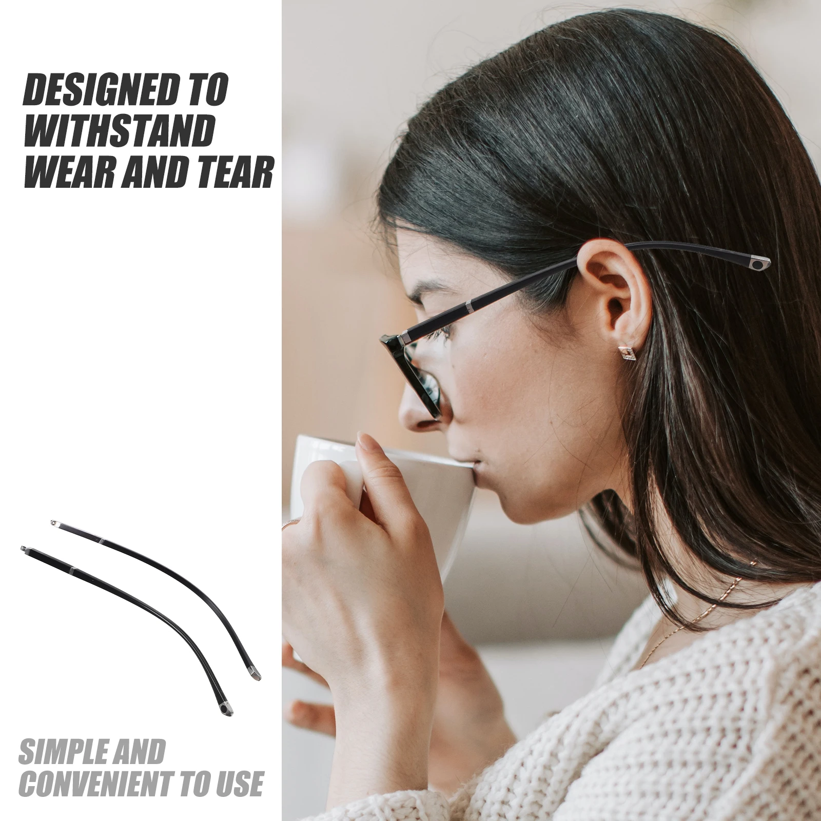 

1 Pair Replacement Eyeglasses Temples Universal Plastic Arm Legs For Sunglasses Glasses Repair Kit Durable Easy Install