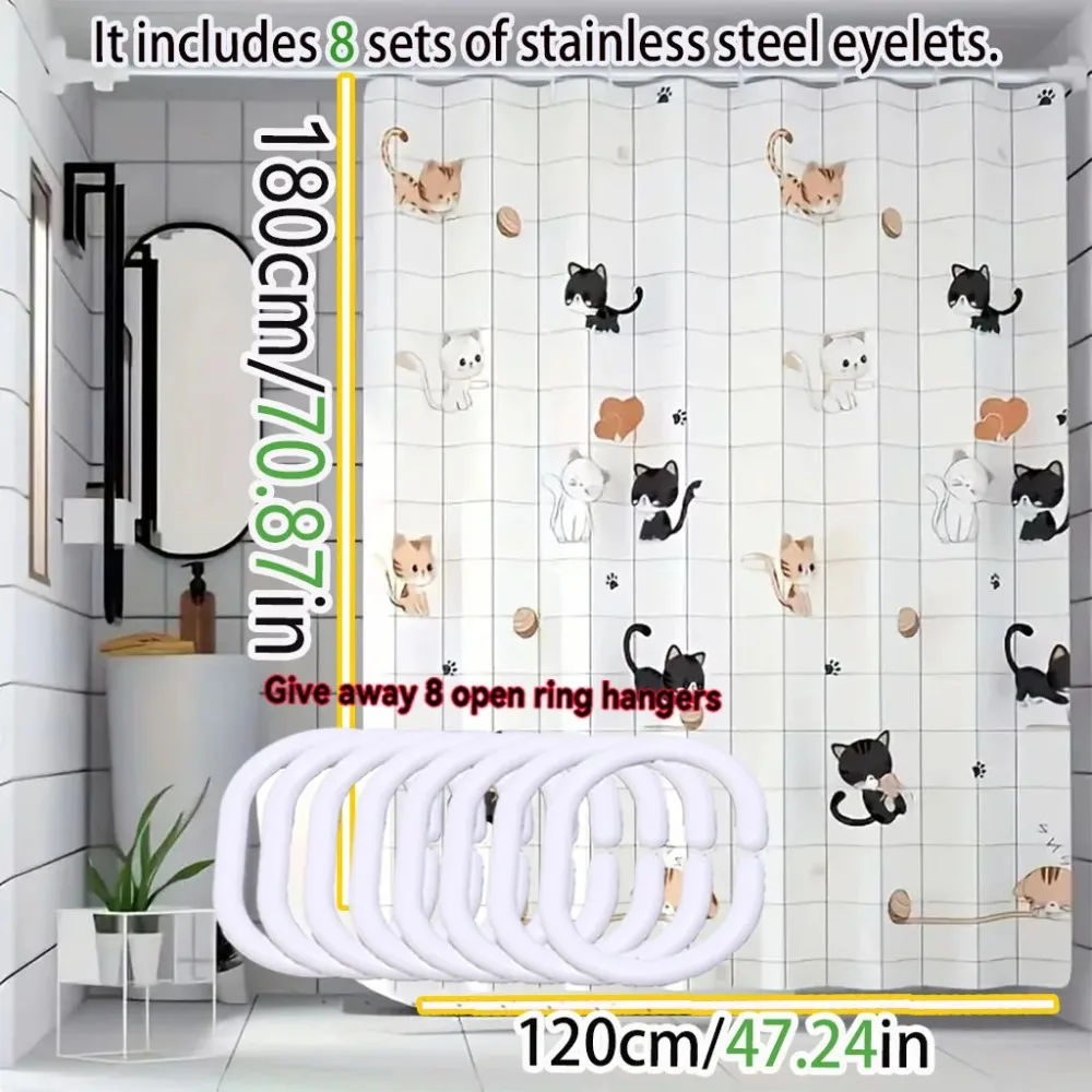 Bathroom Shower Curtain Waterproof Bathtub Bathing Curtains Easy Clean and Wipe PEVA Shower Curtains Bathtub Curtain with Hooks