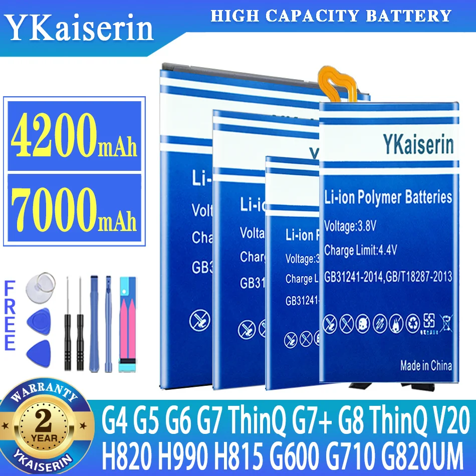 YKaiserin Battery for LG G4 G5 G6 G7 G8 ThinQ V20 H850 H820 H830 G600L G600S H870 H871 H872 H873 G7+ G7ThinQ LM G710 Q7+ LMQ610