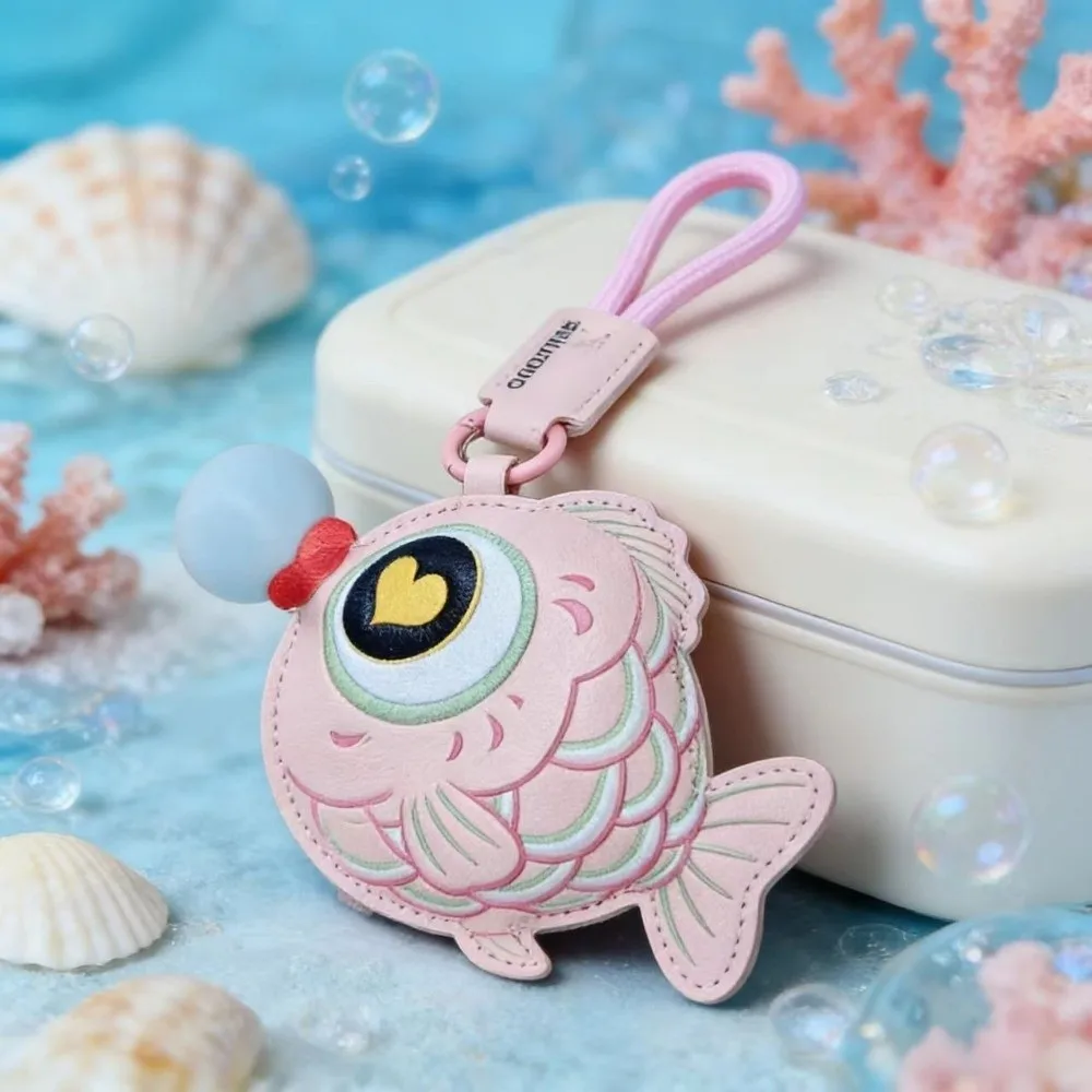 PU Bubble Blowing Fish Keychain Macaron Color Creative Design PU Keychain Imitation Leather New Reduce Pressure Keyring