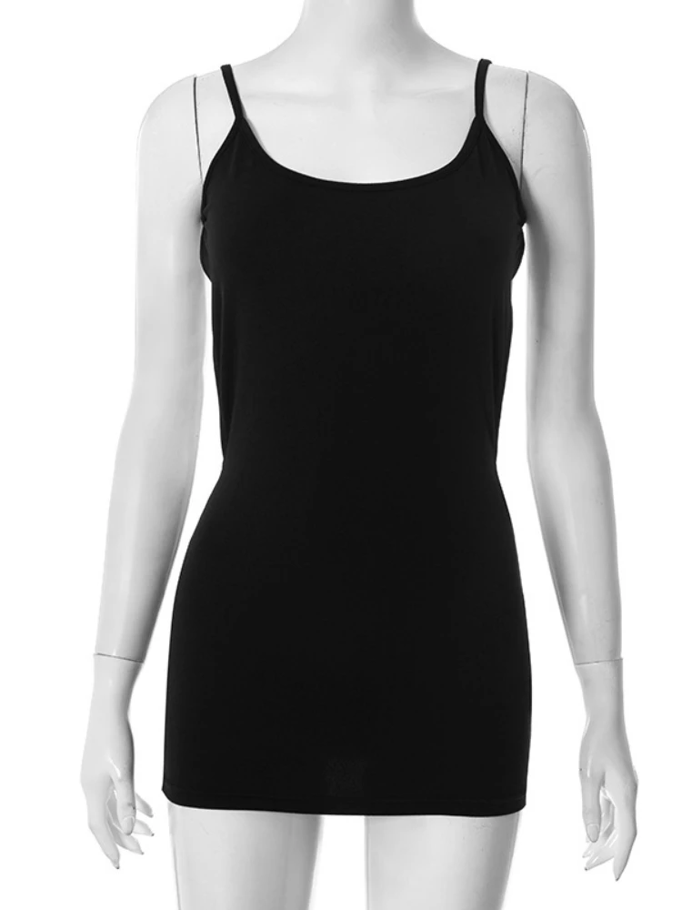 Mulher roupas sem costas sem mangas festa clube vestido 2026 chique sexy cinta de espaguete oco para fora magro mini vestidos pretos streetwear