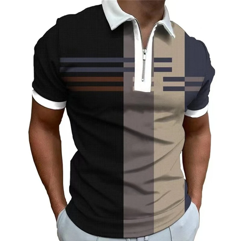 Abbigliamento uomo estate nuova tendenza 3D stampa digitale Sport Polo uomo manica corta cerniera Polo top