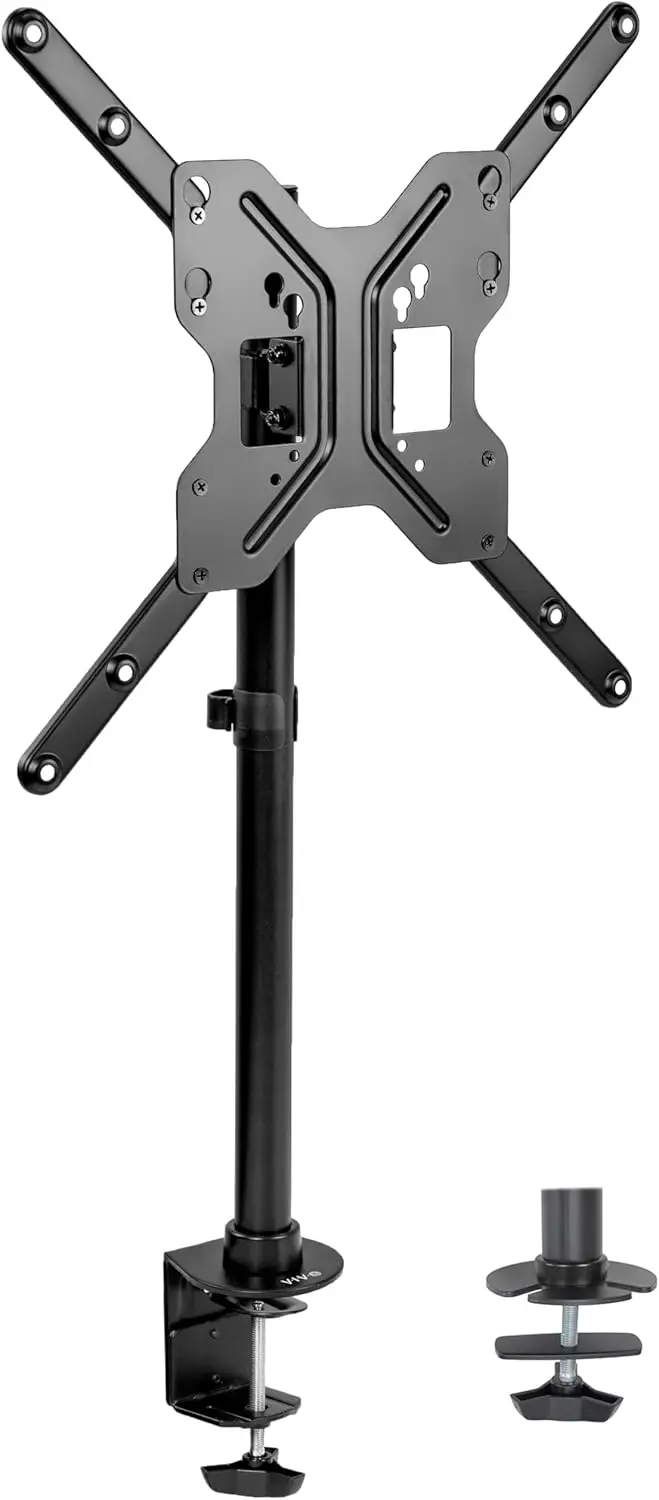 Ultra Wide TV Desk Mount for up to 55 inch Screens 66 lbs, Full Motion Height Adjustable Single Stand, Black