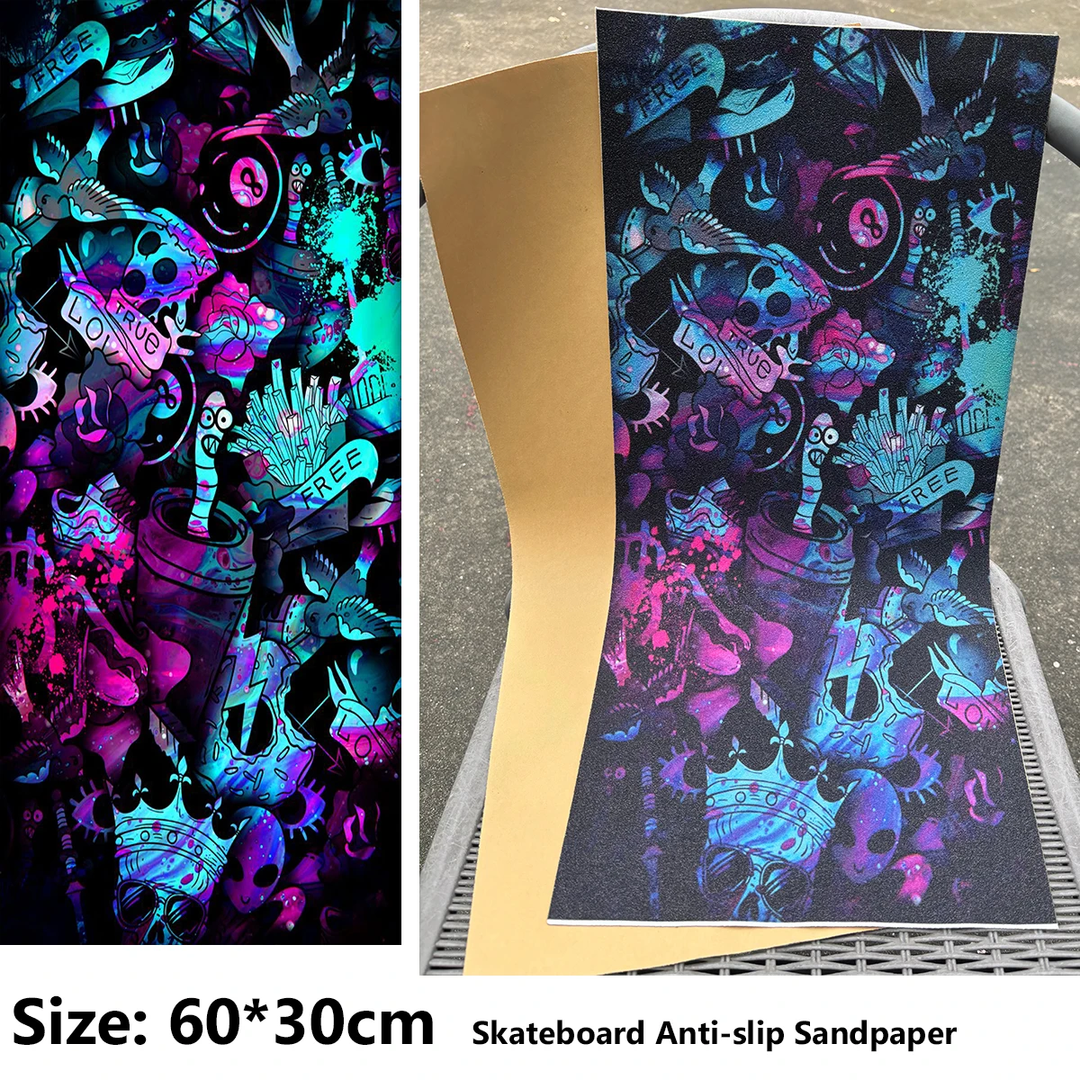 Electric Scooter Anti-slip Sticker Sandpaper Skateboard Grip Tape Sheet 60*30cm Interesting patterns featuring various animals
