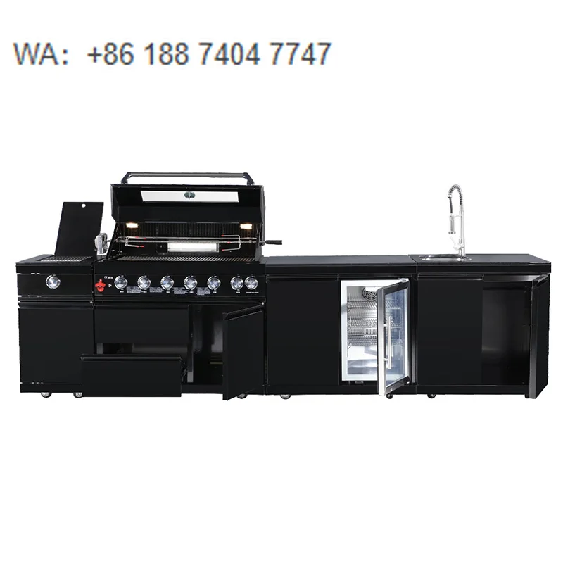 Luxurious Stainless Steel Waterproof Metal Outdoor Kitchen Cabinet Set Kitchen BBQ Island for the Yard