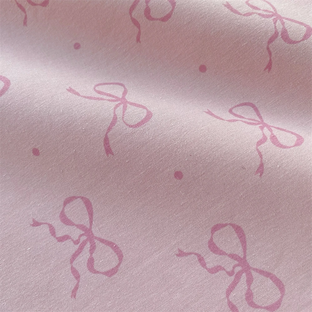 

Хлопковая ткань с бантом и принтом, детская одежда, домашняя одежда, пижамная сумка, ткань для подставки, сделай сам, милый стиль, розовая ткань ручной работы