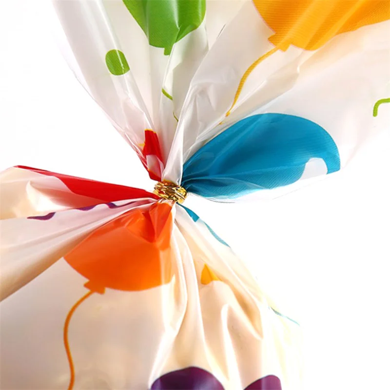 Confezione regalo con motivo doodle con palloncino a nastro colorato da 50 pezzi, tasca piatta, piccola borsa per caramelle con stampa arcobaleno, regalo per festa di laurea, matrimonio