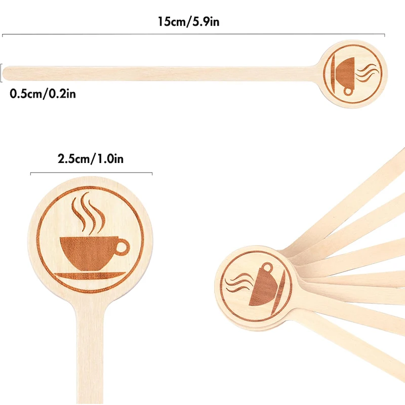 50/100Pcs Coffee Stirrers, 5.9-Inch Wooden Stir Sticks with Round Ends, Disposable Stirring Sticks for Cocktails Milk Tea