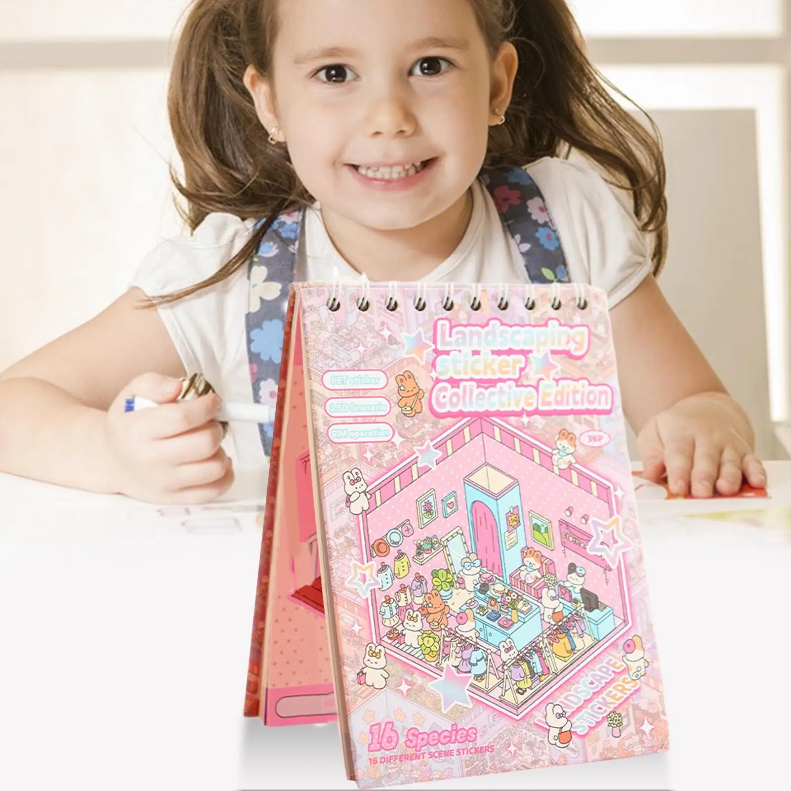 ملصق غرفة المشهد كتاب الكرتون المشهد ملصقات كبيرة الإبداعية كتاب لطيف صائق لصبي مدرسة المنزل اللعب السفر فتاة