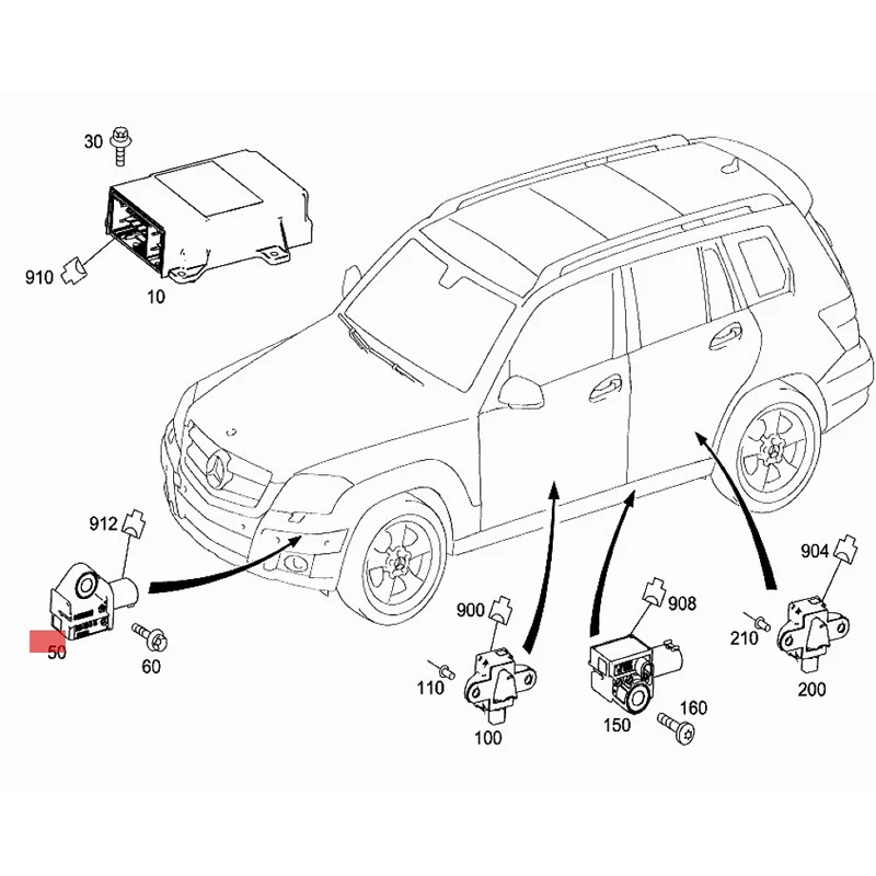 FG2 040 01F G20 400 2FG 204 003 Front sensor on the flexible bumper bracket on the side of the sensor 2048201985